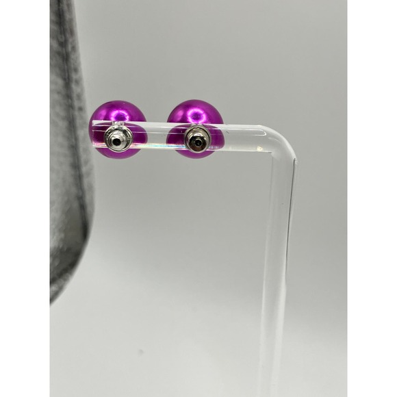 Purple 10mm Round Faux Pearls Stud Earrings! - Picture 4 of 7
